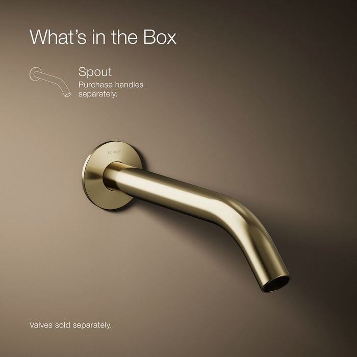 KOHLER K-T23890 Components Wall-mount bathroom sink faucet spout with Tube design, 1.2 gpm, vibrant french gold - view 5