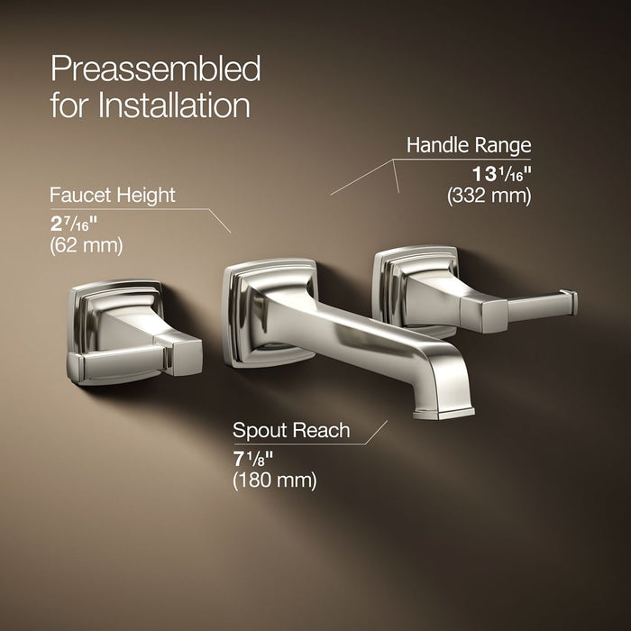 KOHLER K-T26432-4 Riff Wall-mount bathroom sink faucet trim, 1.2 gpm, vibrant polished nickel - view 2