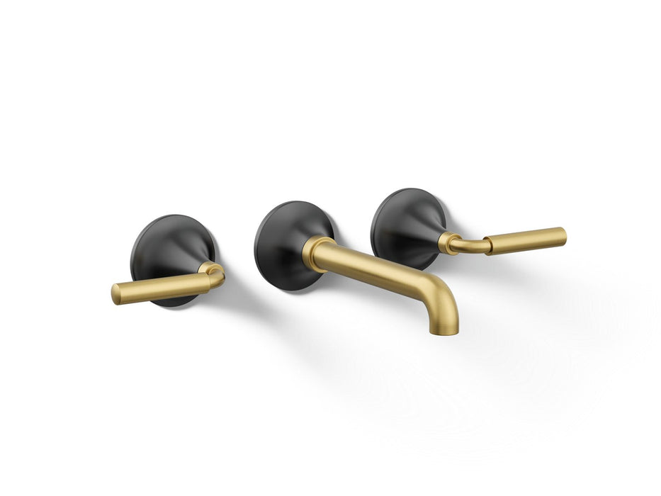 KOHLER K-T26439-4 Tone Wall-mount bathroom sink faucet trim, 1.2 gpm, matte black with brushed moderne brass