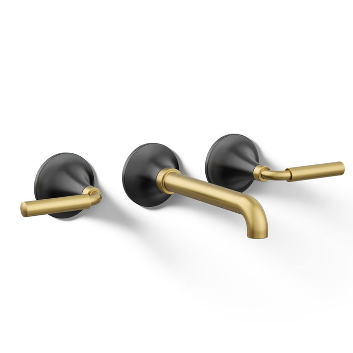 KOHLER K-T26439-4 Tone Wall-mount bathroom sink faucet trim, 1.2 gpm, matte black with brushed moderne brass - view 4