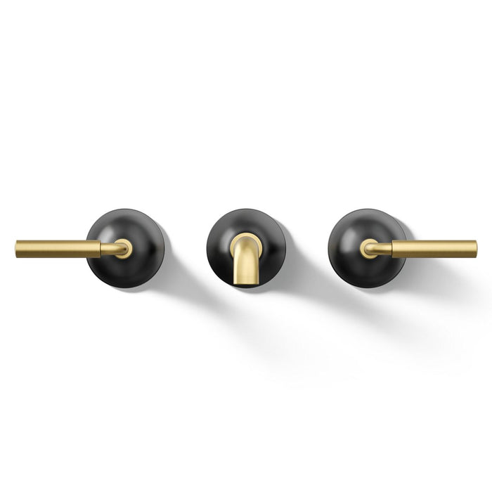 KOHLER K-T26439-4 Tone Wall-mount bathroom sink faucet trim, 1.2 gpm, matte black with brushed moderne brass - view 5