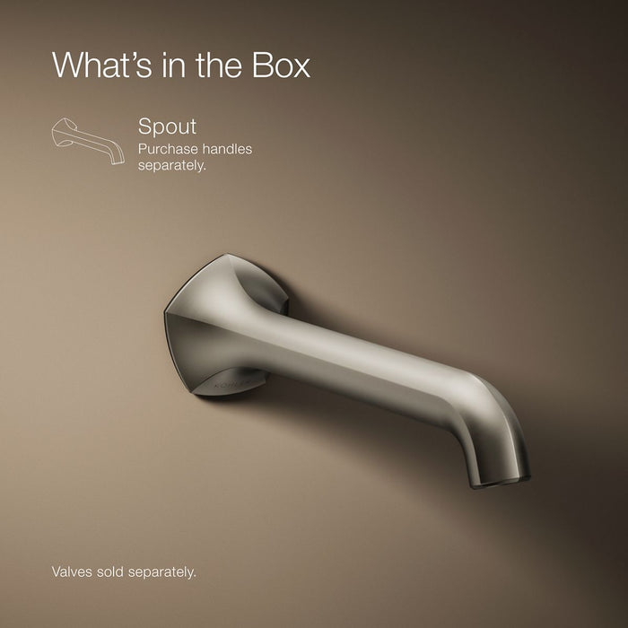 KOHLER K-T27011-ND Occasion Wall-mount bathroom sink faucet spout with Straight design, 1.2 gpm, vibrant brushed nickel -...