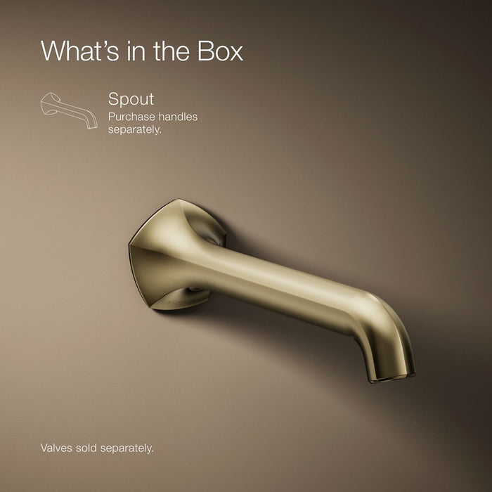 KOHLER K-T27011-ND Occasion Wall-mount bathroom sink faucet spout with Straight design, 1.2 gpm, vibrant french gold - view 5
