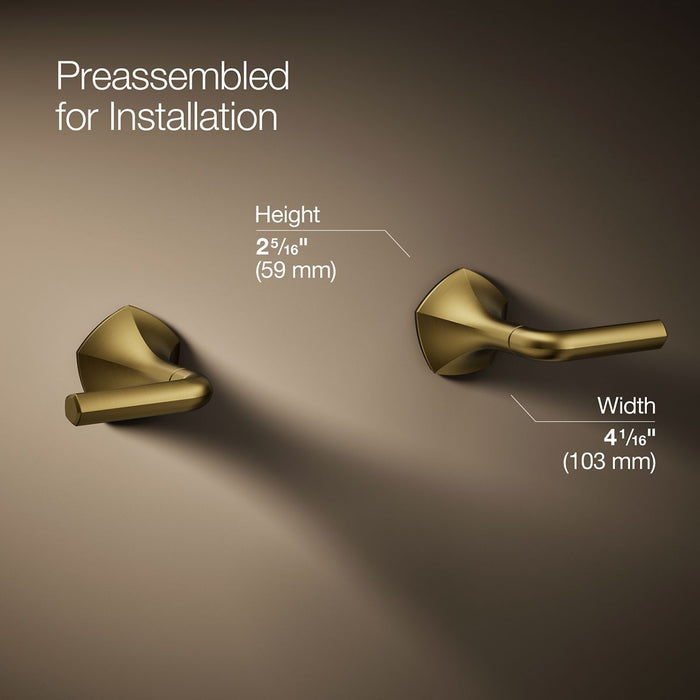 KOHLER K-T27013-4 Occasion Wall-mount bathroom sink faucet Lever handle trim, 1.2 gpm, vibrant brushed moderne brass - view 2