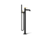 KOHLER K-T27025-4 Occasion Floor-mount bath filler trim with handshower, matte black with brushed moderne brass