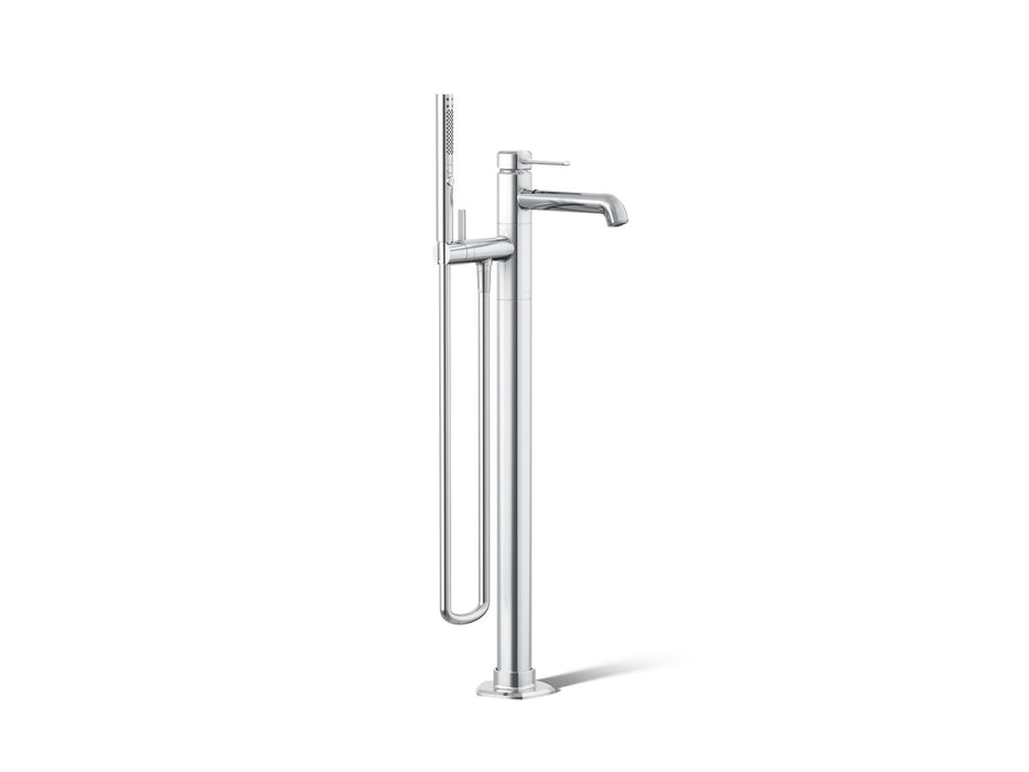 KOHLER K-T27025-4 Occasion Floor-mount bath filler trim with handshower, polished chrome