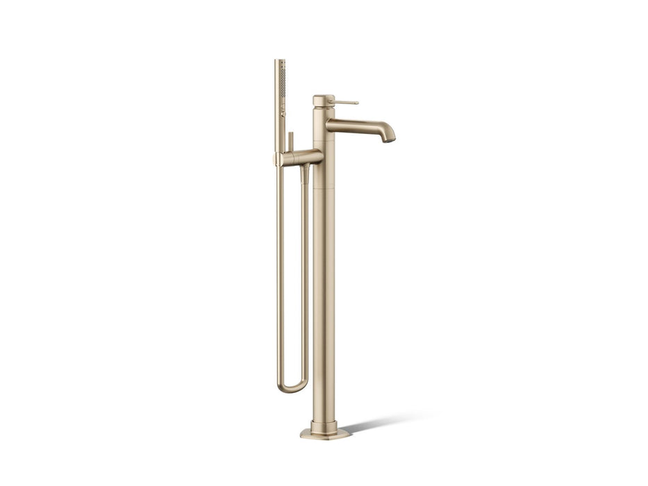 KOHLER K-T27025-4 Occasion Floor-mount bath filler trim with handshower, vibrant brushed bronze