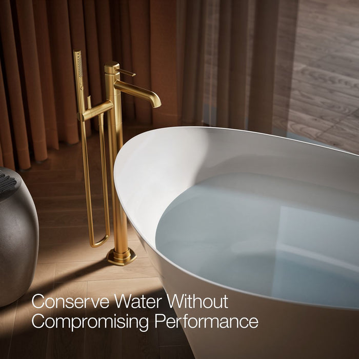 KOHLER K-T27025-4 Occasion Floor-mount bath filler trim with handshower, vibrant brushed moderne brass - view 4