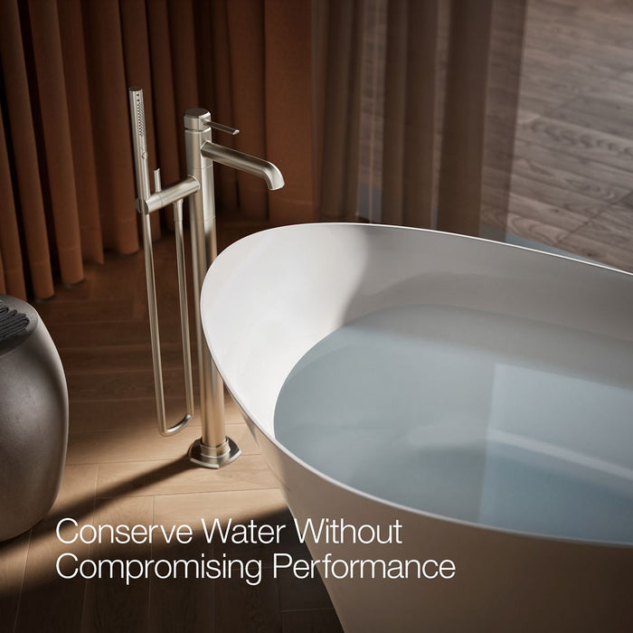 KOHLER K-T27025-4 Occasion Floor-mount bath filler trim with handshower, vibrant brushed nickel - view 4