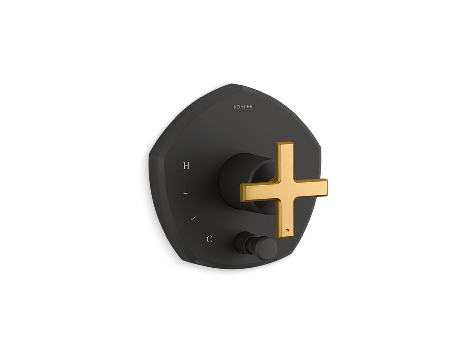 KOHLER K-T27044-3 Occasion Rite-Temp valve trim with push-button diverter and cross handle