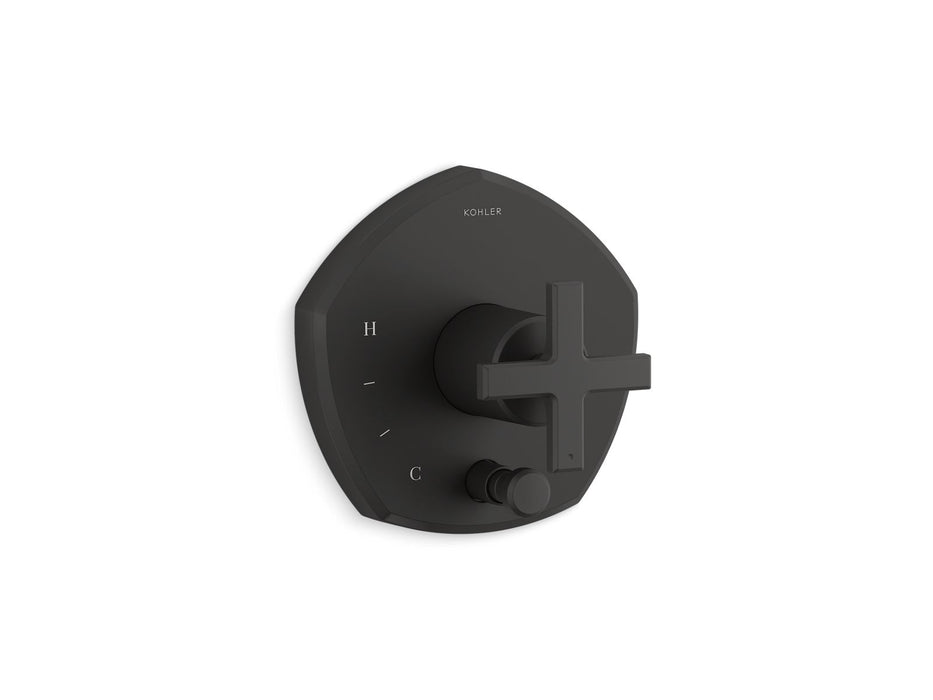 KOHLER K-T27044-3 Occasion Rite-Temp valve trim with push-button diverter and cross handle