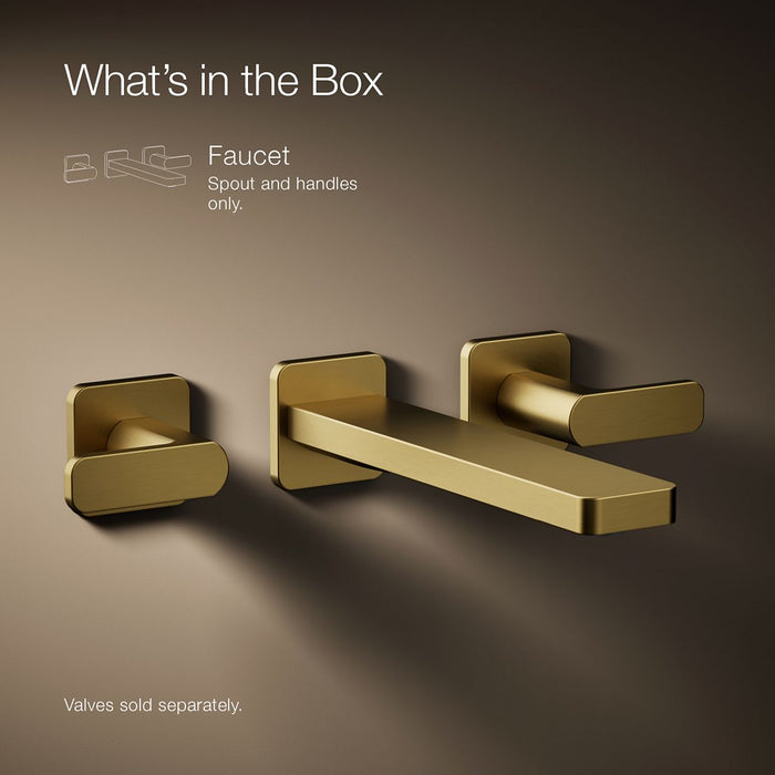 KOHLER K-T27120-4 Parallel Wall-mount bathroom sink faucet trim, 1.2 gpm, vibrant brushed moderne brass - view 4