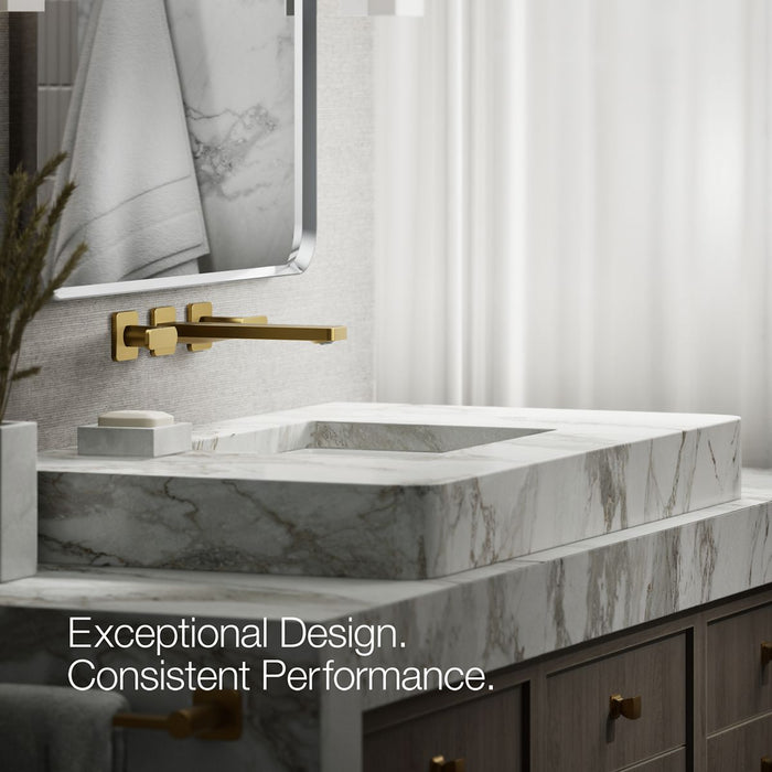 KOHLER K-T27120-4 Parallel Wall-mount bathroom sink faucet trim, 1.2 gpm, vibrant brushed moderne brass - view 5