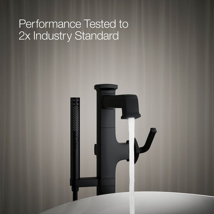 KOHLER K-T27408-4 Riff Floor-mount bath filler trim with handshower, matte black - view 5