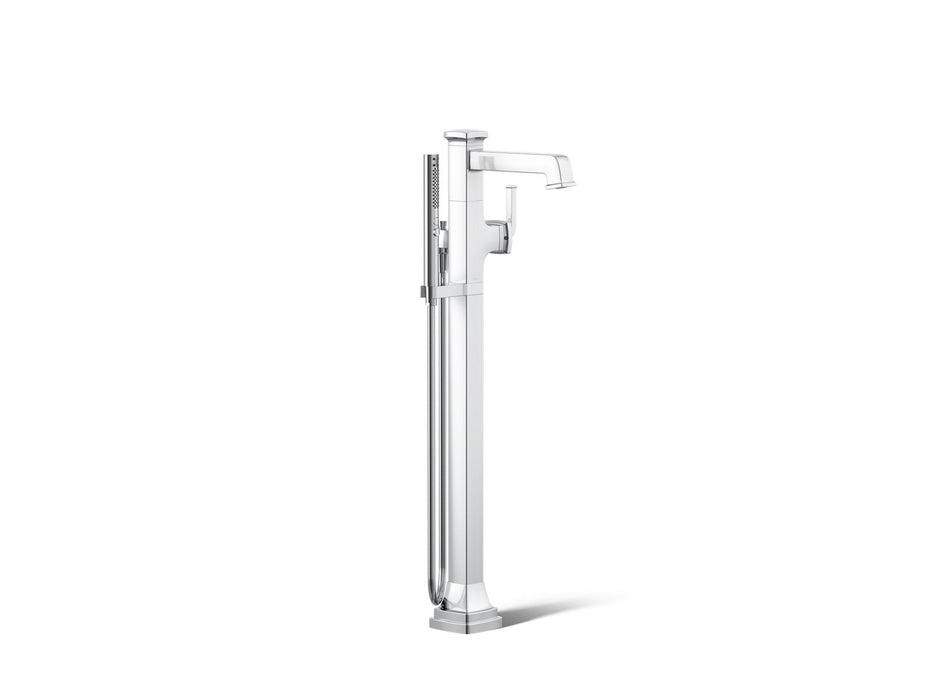KOHLER K-T27408-4 Riff Floor-mount bath filler trim with handshower, polished chrome