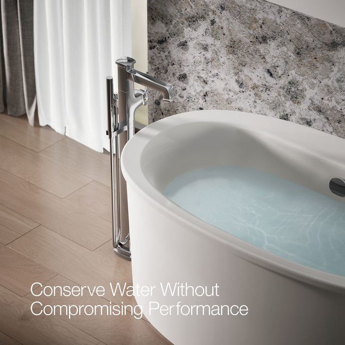 KOHLER K-T27408-4 Riff Floor-mount bath filler trim with handshower, polished chrome - view 4