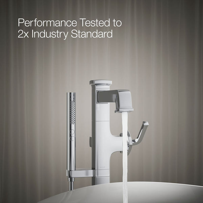 KOHLER K-T27408-4 Riff Floor-mount bath filler trim with handshower, polished chrome - view 5