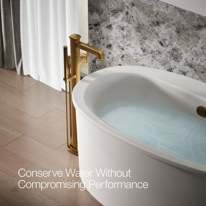 KOHLER K-T27408-4 Riff Floor-mount bath filler trim with handshower, vibrant brushed moderne brass - view 4