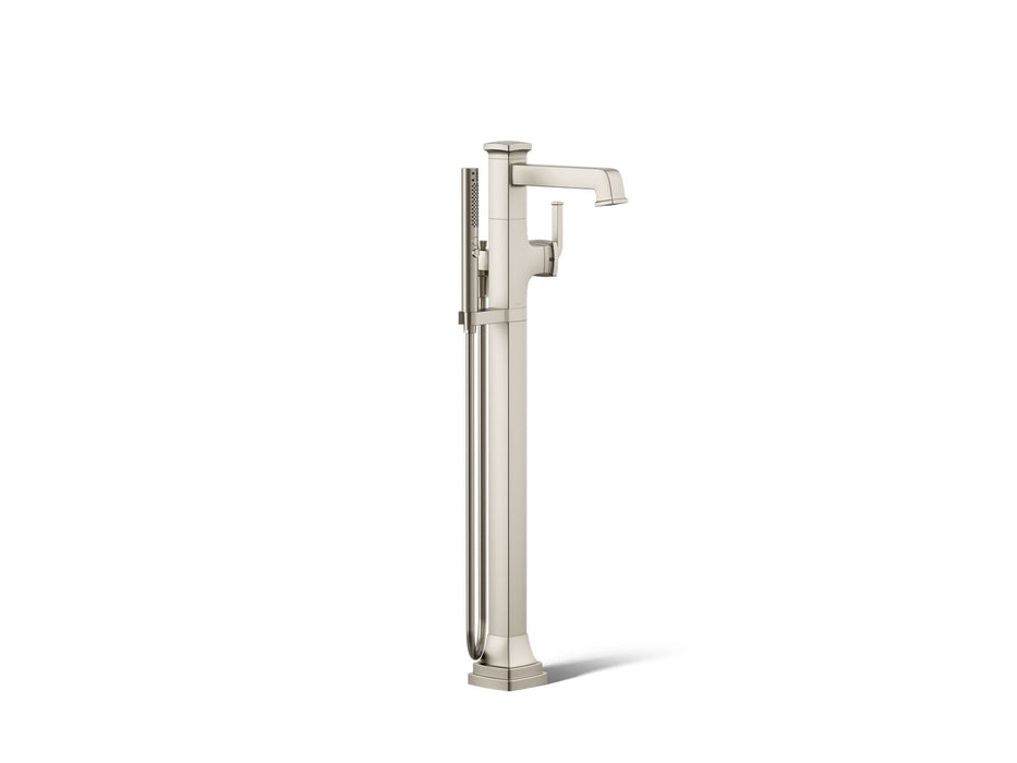 KOHLER K-T27408-4 Riff Floor-mount bath filler trim with handshower, vibrant brushed nickel
