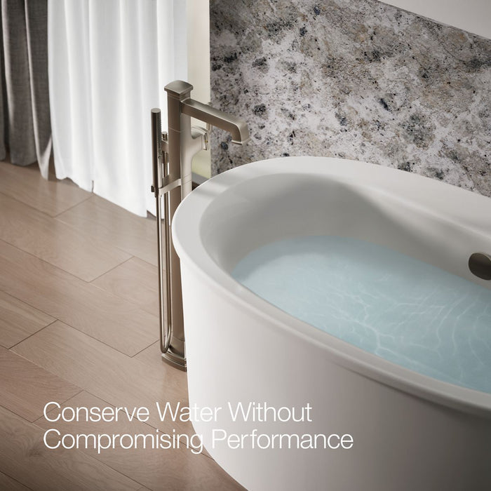 KOHLER K-T27408-4 Riff Floor-mount bath filler trim with handshower, vibrant brushed nickel - view 4