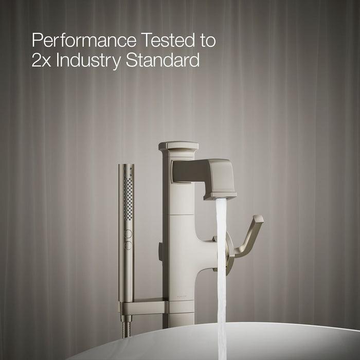 KOHLER K-T27408-4 Riff Floor-mount bath filler trim with handshower, vibrant brushed nickel - view 5