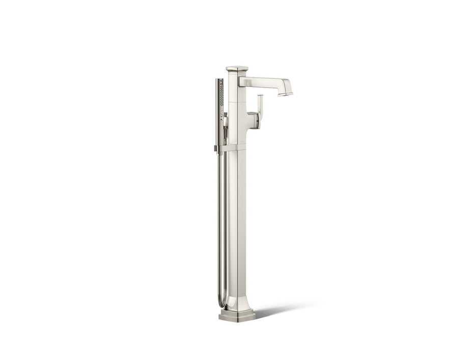 KOHLER K-T27408-4 Riff Floor-mount bath filler trim with handshower, vibrant polished nickel