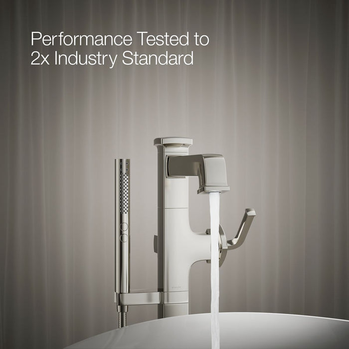 KOHLER K-T27408-4 Riff Floor-mount bath filler trim with handshower, vibrant polished nickel - view 5