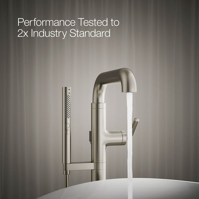 KOHLER K-T27424-4 Tone Floor-mount bath filler trim with handshower, vibrant brushed nickel - view 5