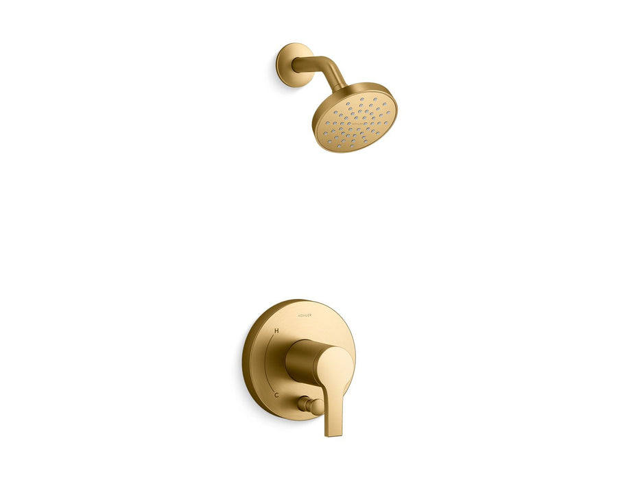 KOHLER K-T35326-4Y Elate Rite-Temp shower trim kit with push-button diverter, 2.5 gpm, vibrant brushed moderne brass