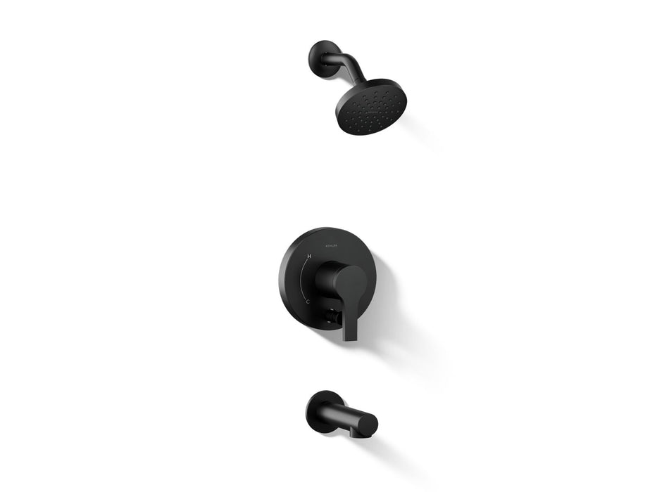 KOHLER K-T35327-4H Elate Rite-Temp bath and shower trim kit with push-button diverter, 1.5 gpm, matte black
