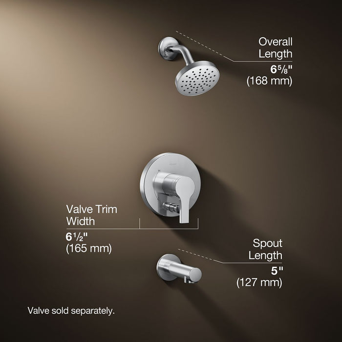 KOHLER K-T35327-4H Elate Rite-Temp bath and shower trim kit with push-button diverter, 1.5 gpm, polished chrome - view 4