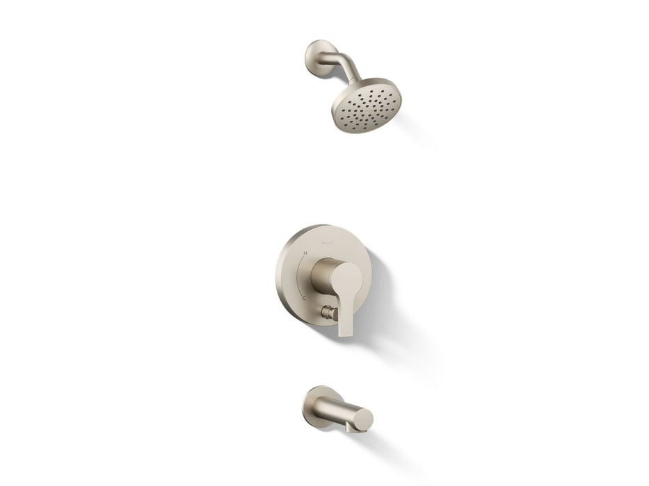 KOHLER K-T35327-4Y Elate Rite-Temp bath and shower trim kit with push-button diverter, 2.5 gpm, vibrant brushed nickel