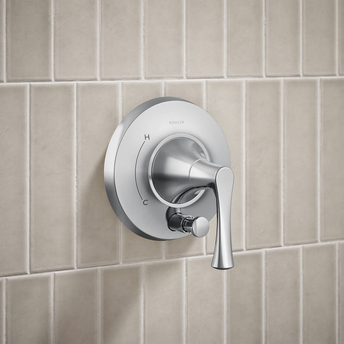 KOHLER K-T35943-4G Buckley Rite-Temp® Shower Trim Kit with Push-button Diverter, 1.75 GPM, Polished Chrome - Shows close up d