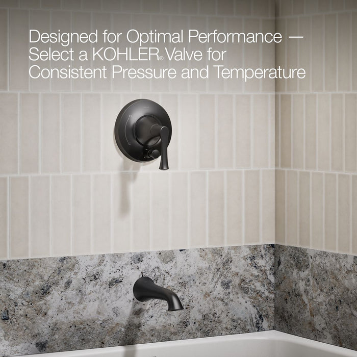 KOHLER K-T35944-4Y Buckley Rite-Temp® Bath and Shower Trim Kit with Push-button Diverter, 2.5 GPM, Matte Black - Shows close 