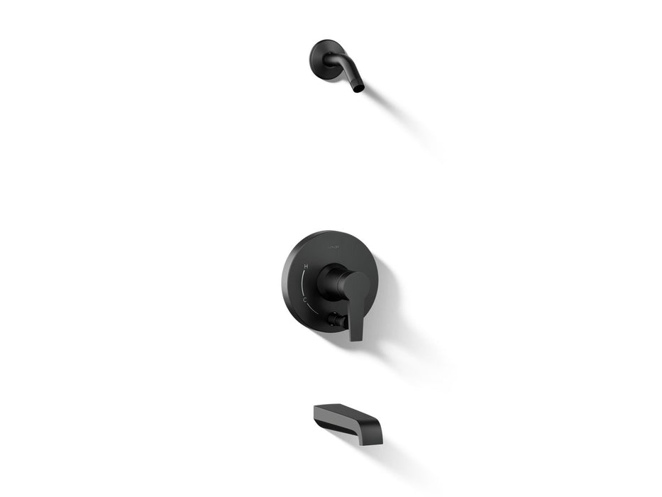 KOHLER K-T49979-4L Pitch Rite-Temp bath and shower trim kit with push-button diverter, without showerhead, matte black
