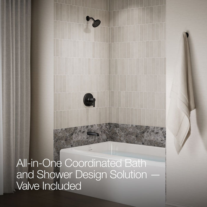 KOHLER K-T49979-4L Pitch Rite-Temp bath and shower trim kit with push-button diverter, without showerhead, matte black -...
