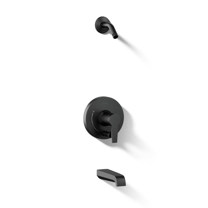 KOHLER K-T49979-4L Pitch Rite-Temp bath and shower trim kit with push-button diverter, without showerhead, matte black -...