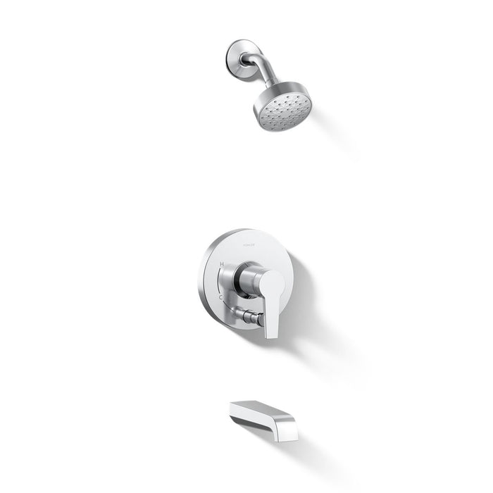 KOHLER K-T49980-4Y Pitch Rite-Temp bath and shower trim kit with push-button diverter and lever handle, 2.5 gpm, polished...