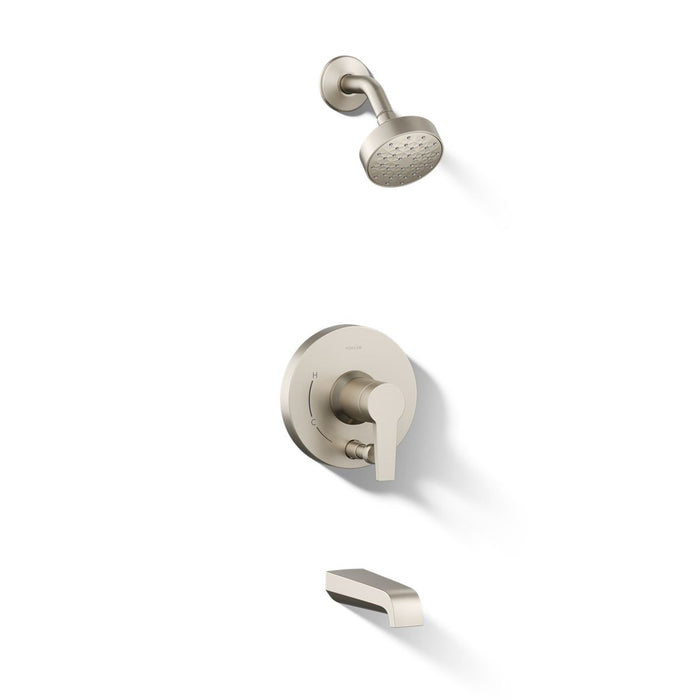 KOHLER K-T49980-4Y Pitch Rite-Temp bath and shower trim kit with push-button diverter and lever handle, 2.5 gpm, vibrant...
