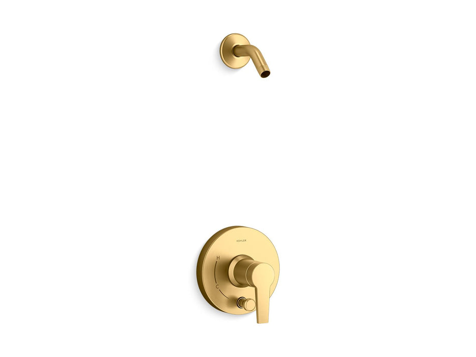 KOHLER K-T49989-4L Pitch Rite-Temp shower trim kit with push-button diverter, less showerhead, vibrant brushed moderne brass