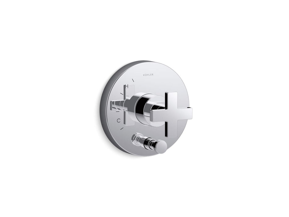 KOHLER K-T73117-3 Composed Rite-Temp valve trim with push-button diverter and cross handle