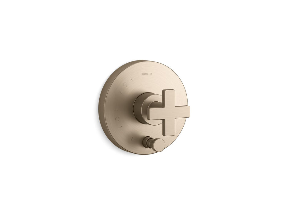 KOHLER K-T73117-3 Composed Rite-Temp valve trim with push-button diverter and cross handle