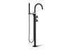 KOHLER K-T77984-4 Components Floor-mount bath filler trim with lever handles and handshower, matte black