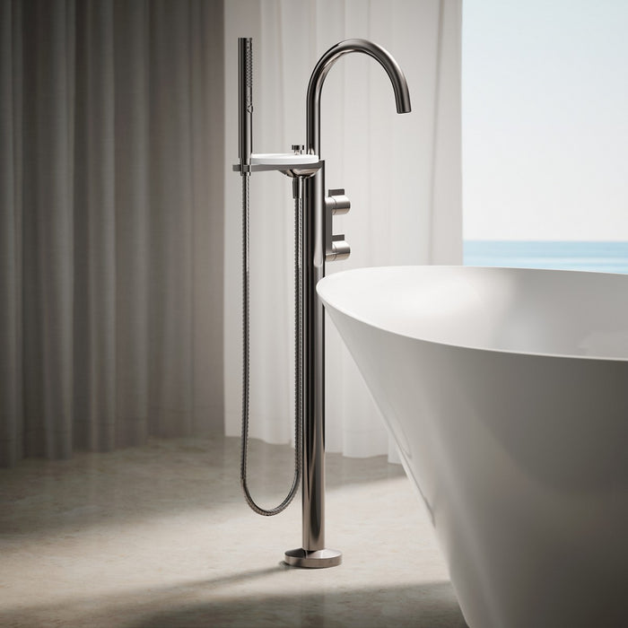 KOHLER K-T77984-4 Components Floor-mount bath filler trim with lever handles and handshower