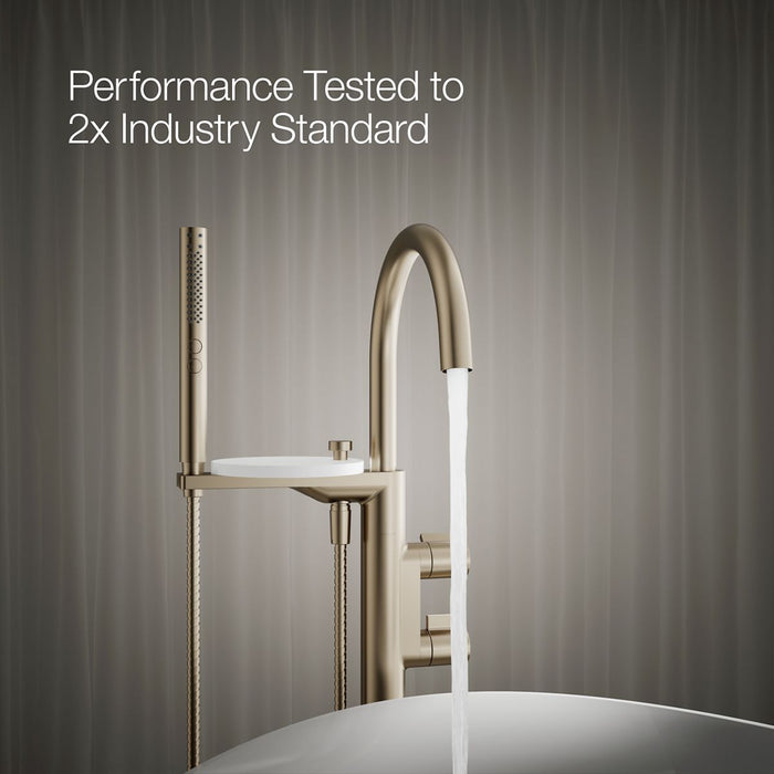 KOHLER K-T77984-4 Components Floor-mount bath filler trim with lever handles and handshower, vibrant brushed bronze - view 5