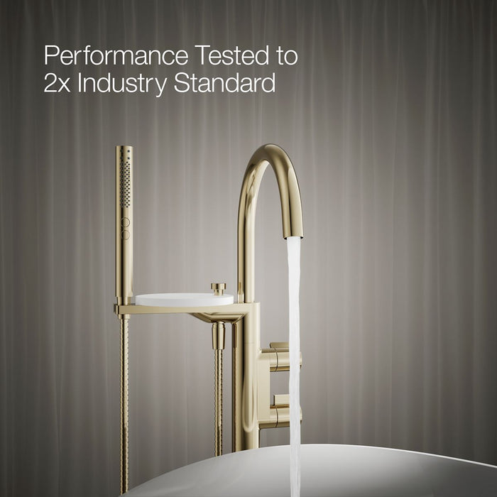 KOHLER K-T77984-4 Components Floor-mount bath filler trim with lever handles and handshower, vibrant french gold - view 5