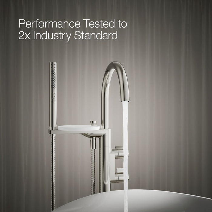 KOHLER K-T77984-4 Components Floor-mount bath filler trim with lever handles and handshower, vibrant polished nickel - view 5