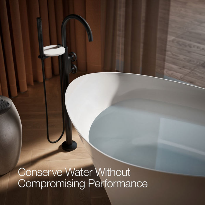KOHLER K-T77984-9 Components Floor-mount bath filler trim with industrial handles and handshower, matte black - view 4