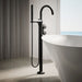 KOHLER K-T77984-9 Components Floor-mount bath filler trim with industrial handles and handshower, matte black - view 5