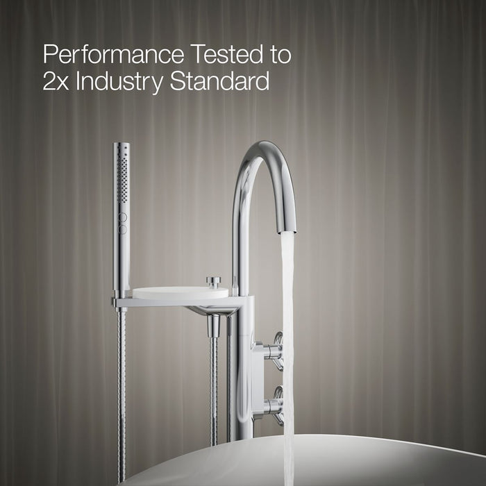 KOHLER K-T77984-9 Components Floor-mount bath filler trim with industrial handles and handshower